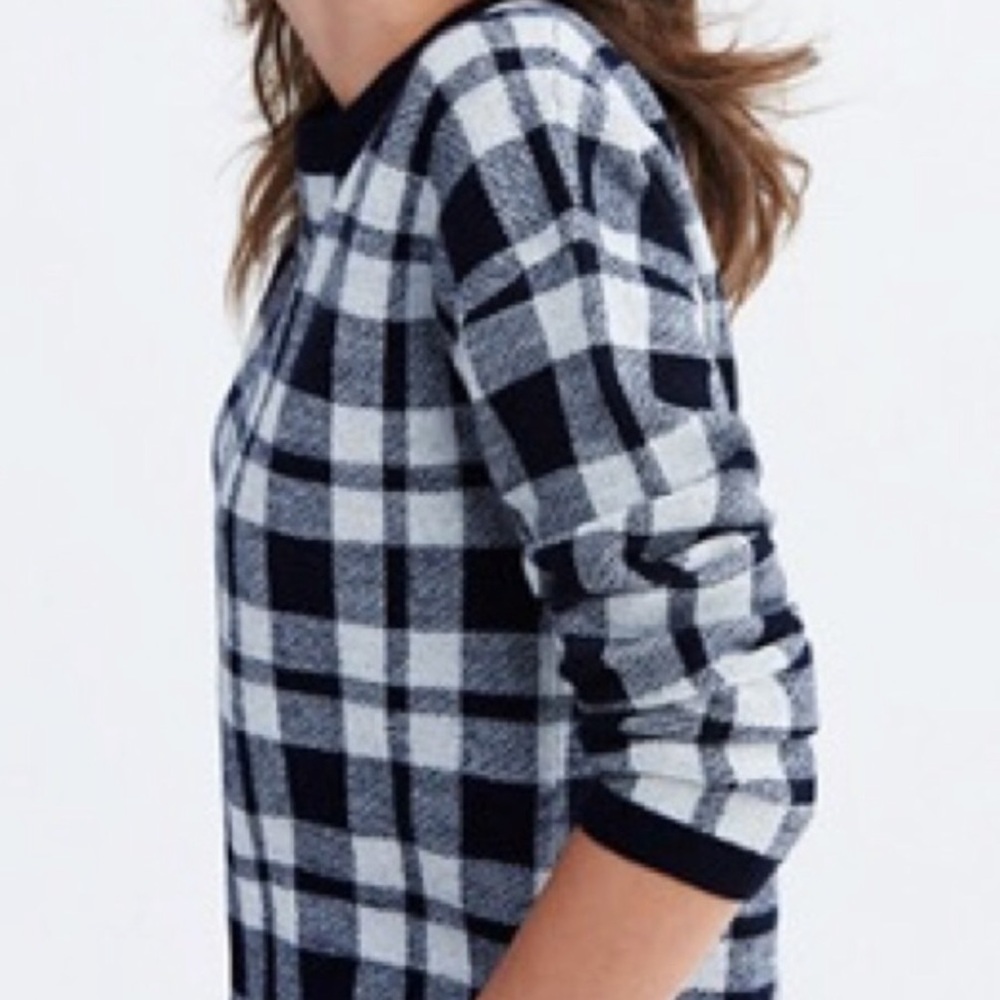 Madewell navy and gray plaid sweater- xs